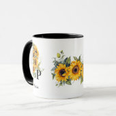 Moderne Sonnenblumen blühen gelb Tasse (Vorderseite Links)