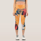 Moderne Sonnenblumen Blumenfarben Design Capri Leggings (Vorderseite)