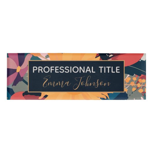 Moderne Sonnenblumen Blumenfarben Design Namenschild (Vorderseite)