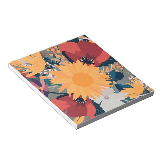 Moderne Sonnenblumen Blumenfarben Design Notizblock (angewinkelt)