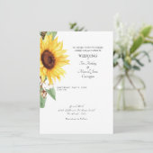 Moderne Sonnenblumen-Brautpartys Einfache Hochzeit Einladung (Stehend Vorderseite)