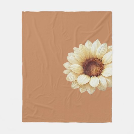 Moderne Sonnenblumen-Decke in Terrakotta Fleecedecke (Vorderseite)