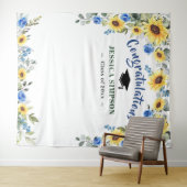 Moderne Sonnenblumen Eucalyptus Foto Grad Hintergr Wandteppich (Beispiel (Horizontal))