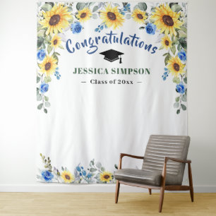 Moderne Sonnenblumen Eucalyptus Foto Grad Hintergr Wandteppich