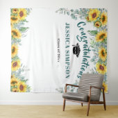 Moderne Sonnenblumen Eukalyptus Foto Grad Hintergr Wandteppich (Beispiel (Horizontal))