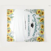 Moderne Sonnenblumen Eukalyptus Foto Grad Hintergr Wandteppich (Vorderseite (Horizontal))