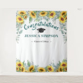 Moderne Sonnenblumen Eukalyptus Foto Grad Hintergr Wandteppich (Vorderseite)