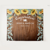 Moderne Sonnenblumen Eukalyptus Foto Grad Hintergr Wandteppich (Vorderseite (Horizontal))