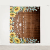 Moderne Sonnenblumen Eukalyptus Foto Grad Hintergr Wandteppich (Vorderseite)