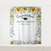 Moderne Sonnenblumen Eukalyptus Foto Stand Hinterg Wandteppich (Vorderseite)