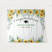 Moderne Sonnenblumen Eukalyptus Grad Foto Hintergr Wandteppich (Vorderseite (Horizontal))