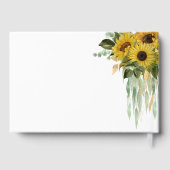 Moderne Sonnenblumen-Eukalyptus-Hochzeit Gold Gästebuch (Rückseite)