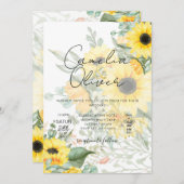 Moderne Sonnenblumen Foto Hochzeit Einladung (Vorne/Hinten)