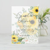 Moderne Sonnenblumen Foto Hochzeit Einladung (Stehend Vorderseite)