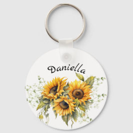 Moderne Sonnenblumen Gelb Schlüsselanhänger