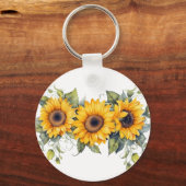 Moderne Sonnenblumen Gelb Schlüsselanhänger (Rückseite)
