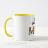 Moderne Sonnenblumen & Geparden Selige Mama Kaffee Tasse (Links)