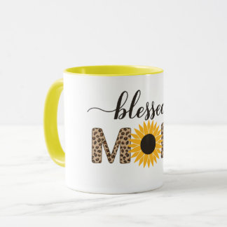 Moderne Sonnenblumen & Geparden Selige Mama Kaffee Tasse
