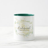 Moderne Sonnenblumen Grüne Sage Gold Hochzeit Tasse (Zentrum)