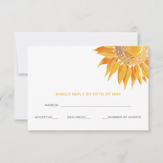 Moderne Sonnenblumen Hochzeit rsvp Karte (Vorderseite)