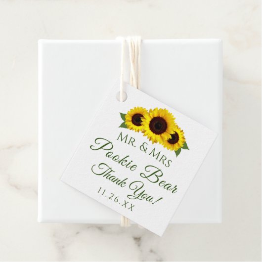 Moderne Sonnenblumen Hochzeitgäste Geschenkanhänger (Beispiel)