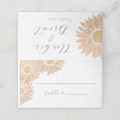 Moderne Sonnenblumen Hochzeitsstiftung Tischnummer Platzkarte (Außenseite Aufgefaltet)