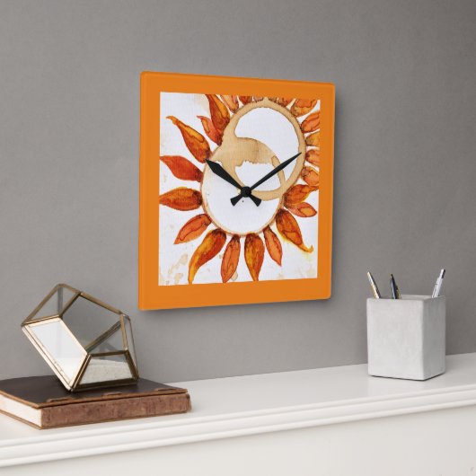 Moderne Sonnenblumen Kunst, Dichtung Quadratische Wanduhr (Büro)