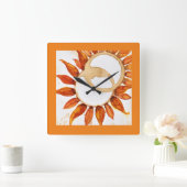 Moderne Sonnenblumen Kunst, Dichtung Quadratische Wanduhr (Zuhause)