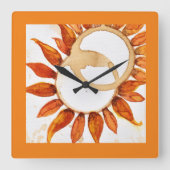 Moderne Sonnenblumen Kunst, Dichtung Quadratische Wanduhr (Vorderseite)