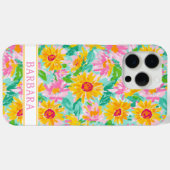 Moderne Sonnenblumen-Malerei mit Monogramm Case-Mate iPhone Hülle (Rückseite (Horizontal))