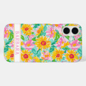 Moderne Sonnenblumen-Malerei mit Monogramm Case-Mate iPhone Hülle (Rückseite (Horizontal))