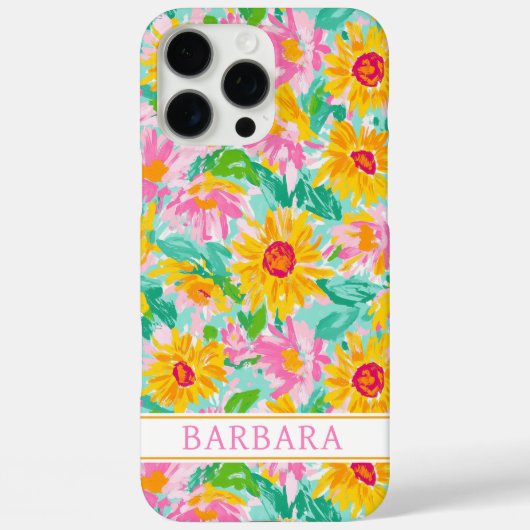 Moderne Sonnenblumen-Malerei monogrammiert Case-Mate iPhone Hülle (Rückseite)