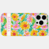 Moderne Sonnenblumen-Malerei monogrammiert Case-Mate iPhone Hülle (Rückseite (Horizontal))