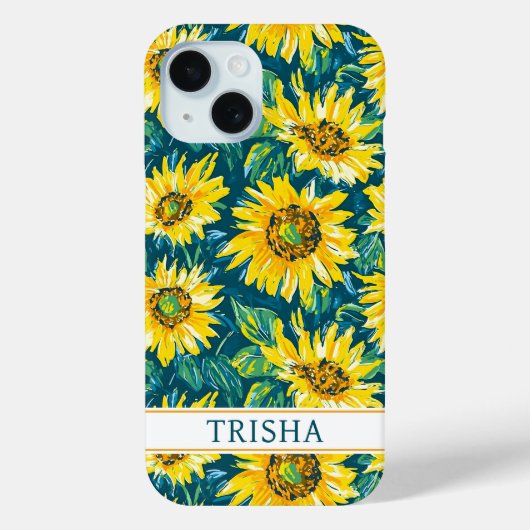 Moderne Sonnenblumen Monogramm Case-Mate iPhone Hülle (Rückseite)