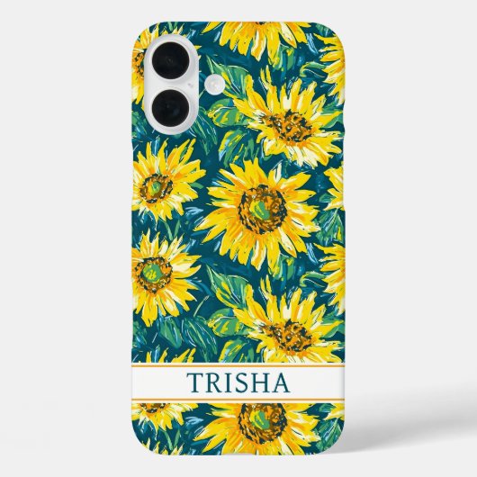 Moderne Sonnenblumen Monogrammiert Case-Mate iPhone Hülle (Rückseite)