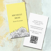 Moderne Sonnenblumen QR-Code Boho Yellow Visitenkarte