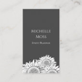 Moderne Sonnenblumen QR-Code Grau Visitenkarte (Vorderseite)