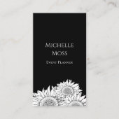 Moderne Sonnenblumen QR-Code Schwarz-weiß Boho Visitenkarte (Vorderseite)