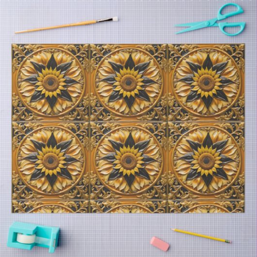 Moderne Sonnenblumen Schöne Sammlung Seidenpapier (Basteln)