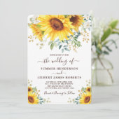 Moderne Sonnenblumen Sommergrün Blumenzwiebeln Einladung (Stehend Vorderseite)