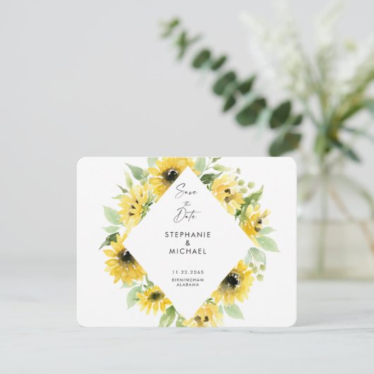 Moderne Sonnenblumen Spray Wedding retten das Datu (Stehend Vorderseite)
