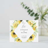 Moderne Sonnenblumen Spray Wedding retten das Datu Ankündigungspostkarte (Stehend Vorderseite)