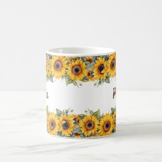 Moderne Sonnenblumen-Tasse | Hellgelbe Blumen Kaffeetasse (Mittel)