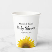 Moderne Sonnenblumenblume Einfache Babydusche Pappbecher (Rückseite)