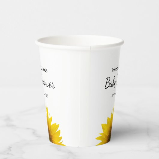 Moderne Sonnenblumenblume Einfache Babydusche Pappbecher (Rechts)