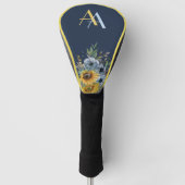 Moderne Sonnenblumenblume-Monogramm Golf Headcover (Vorderseite)