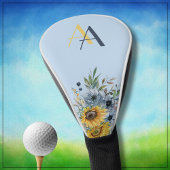 Moderne Sonnenblumenblume-Monogramm Golf Headcover