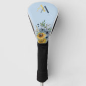 Moderne Sonnenblumenblume-Monogramm Golf Headcover (Vorderseite)