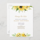 Moderne Sonnenblumendusche ändert das Datum Ankündigungspostkarte (Vorne/Hinten)