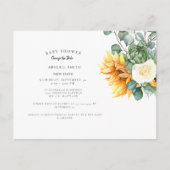 Moderne Sonnenblumendusche ändert das Datum Annou Ankündigungspostkarte (Vorderseite)